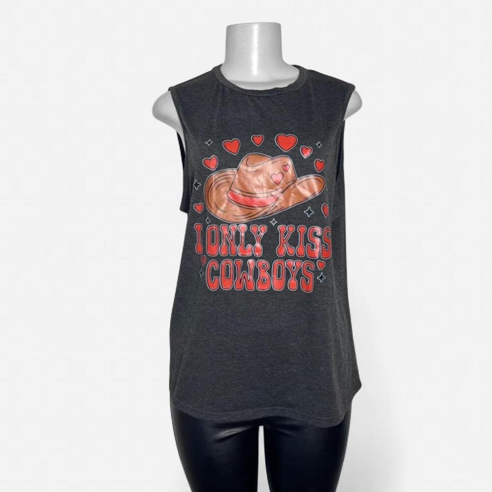 Western graphic t shirt tank top girly country rodeo Western Midwest feminine L